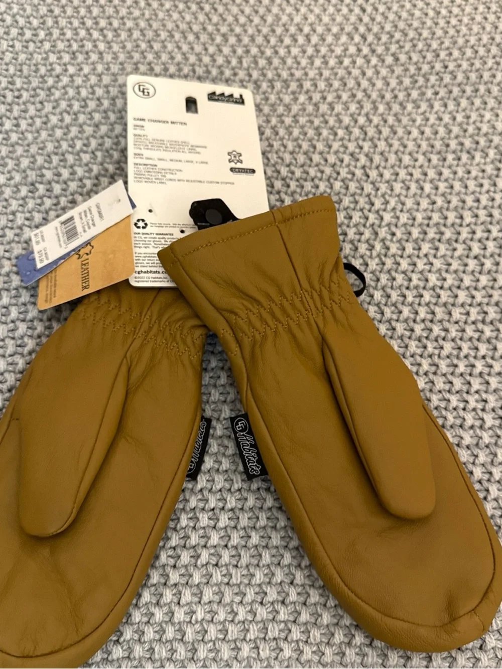 Brown Leather Mittens New size xsmall